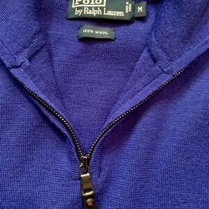 VTG Polo Ralph Lauren quarter zip wool Sweater Mens M Blue Knit Preppy